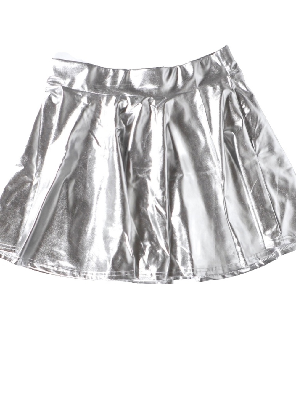 Urban Coco Silver Metallic Womens Sz XL Flared Skater Party Stretch Disco Glam